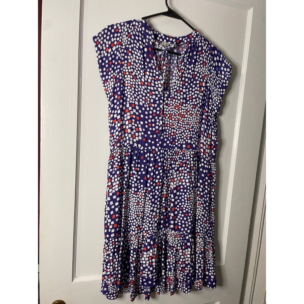 Tyler Boe XS Dress Purple‎ White Red Print Tiered Casual Sleeveless